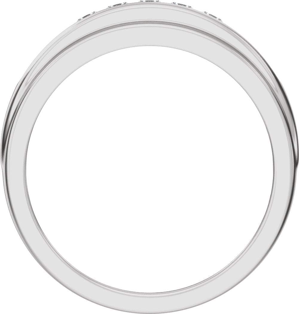 14K White Gold 1/2 CTW Lab-Grown Diamond Stepped-Edge Tapered Band