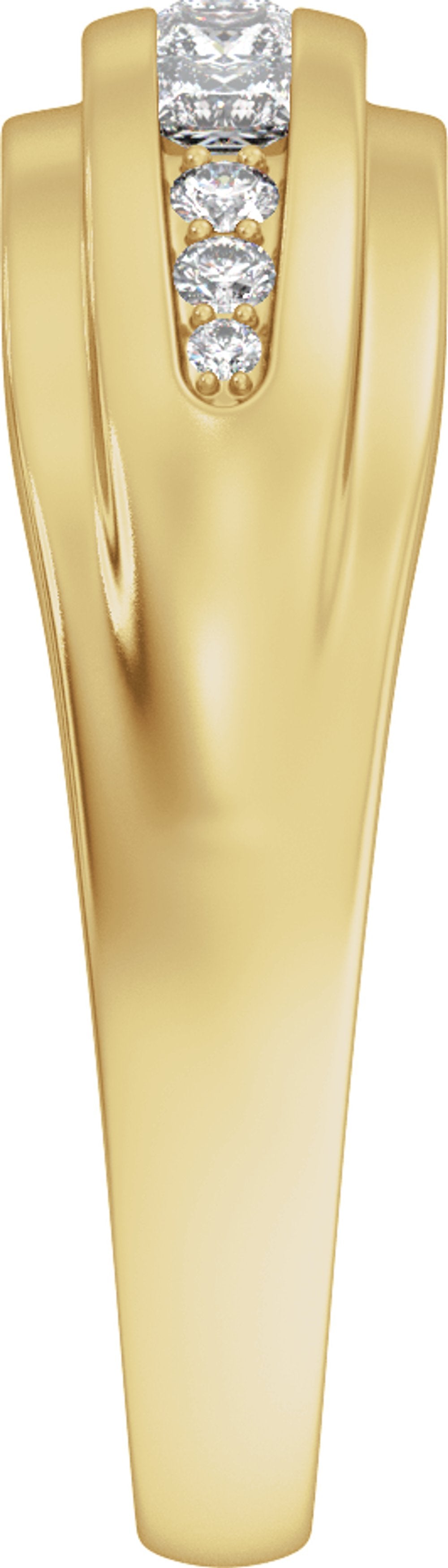 14K Yellow Gold 1/2 CTW Lab-Grown Diamond Stepped-Edge Tapered Band