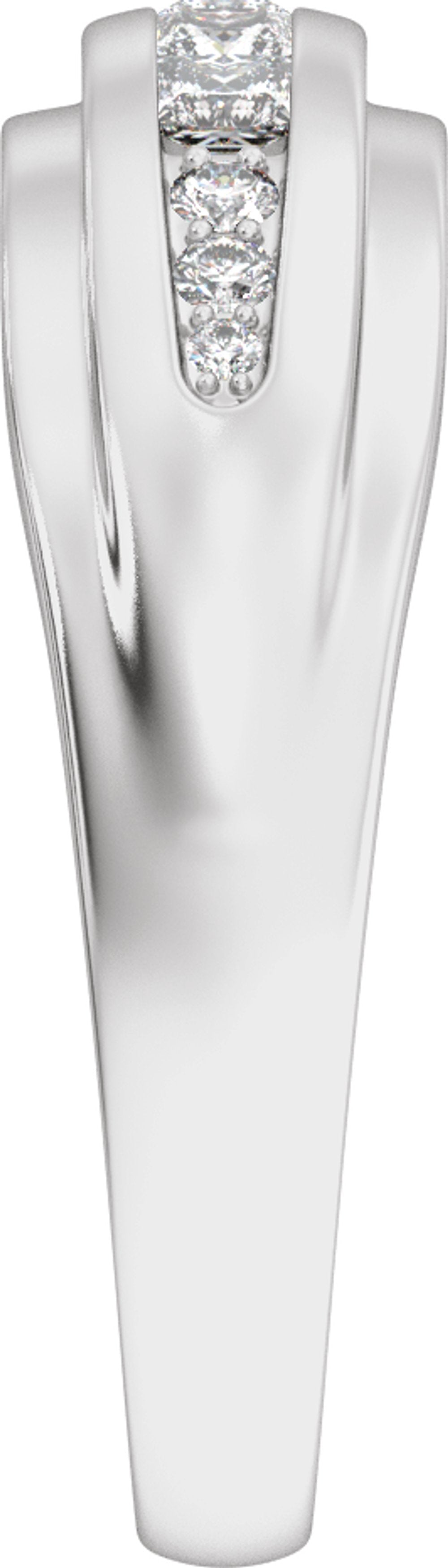 14K White 1/2 CTW Lab-Grown Diamond Stepped-Edge Tapered Band