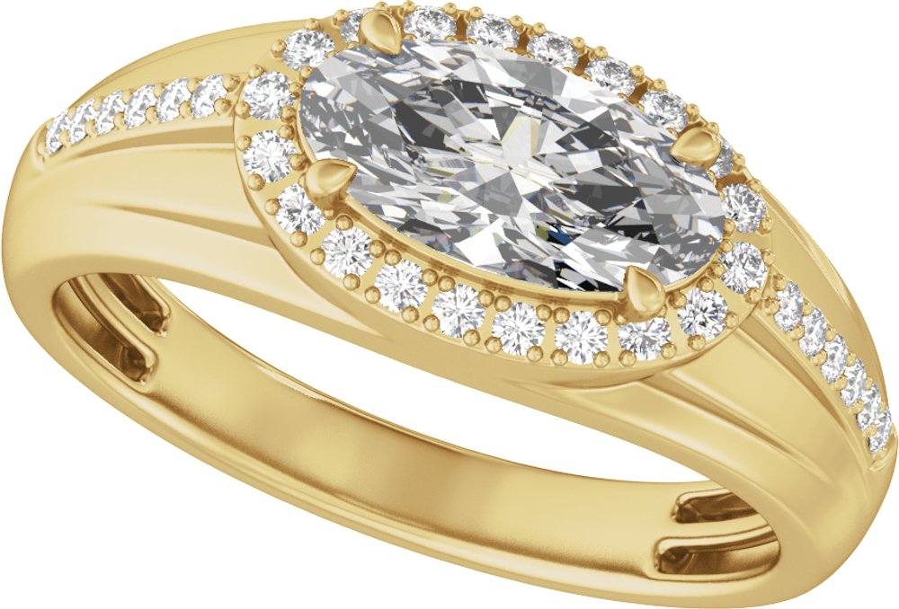 14K Yellow Gold 1 3/4 CTW Lab-Grown Diamond Halo-Style Tapered Band