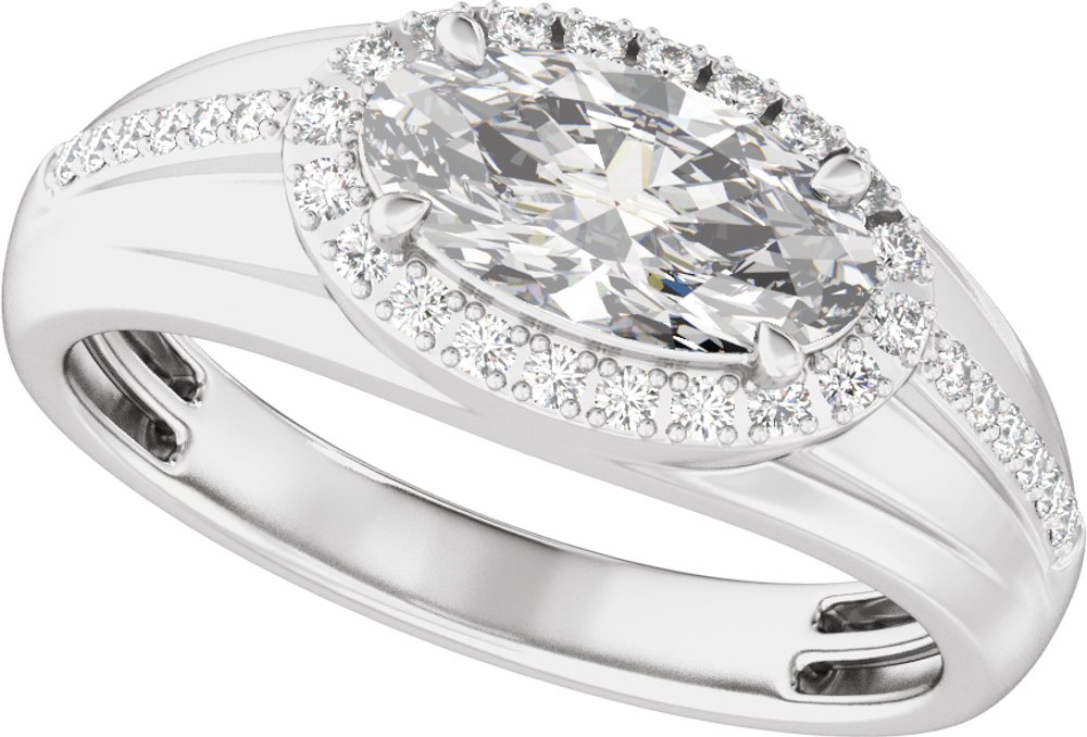 14K White Gold 1 3/4 CTW Lab-Grown Diamond Halo-Style Tapered Band