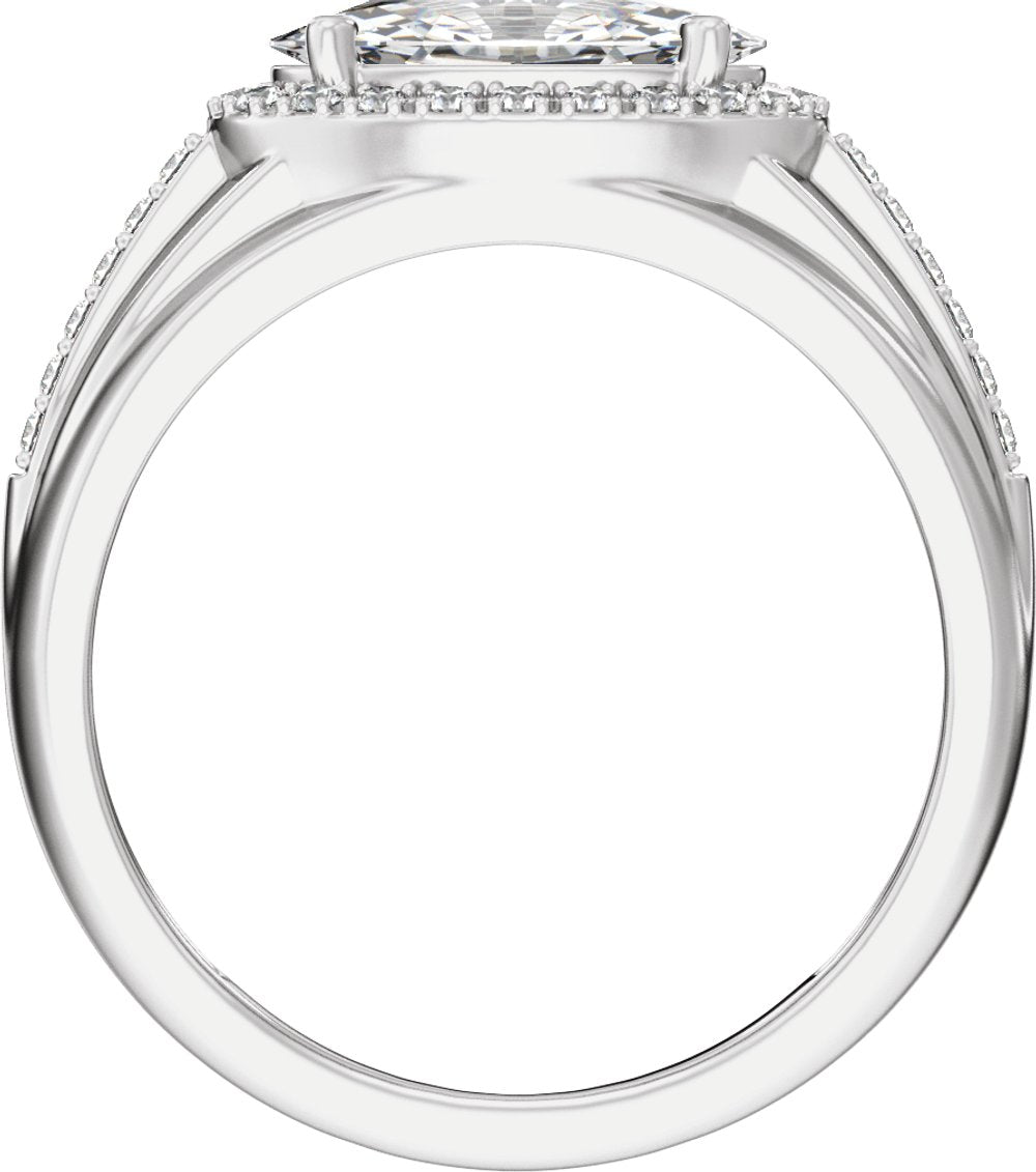 14K White Gold 1 3/4 CTW Lab-Grown Diamond Halo-Style Tapered Band