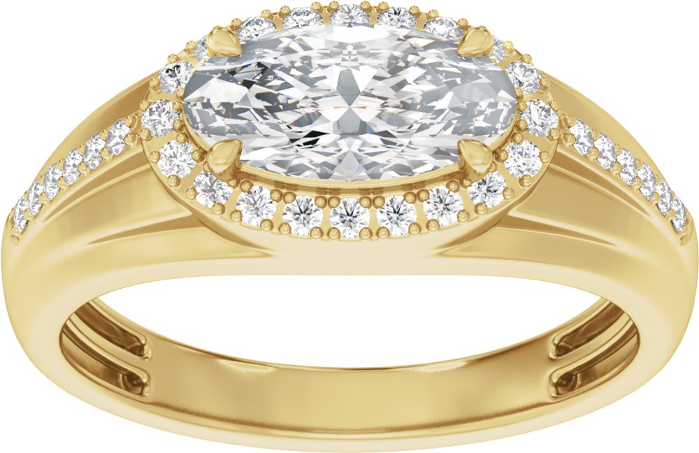 14K Yellow Gold 1 3/4 CTW Lab-Grown Diamond Halo-Style Tapered Band