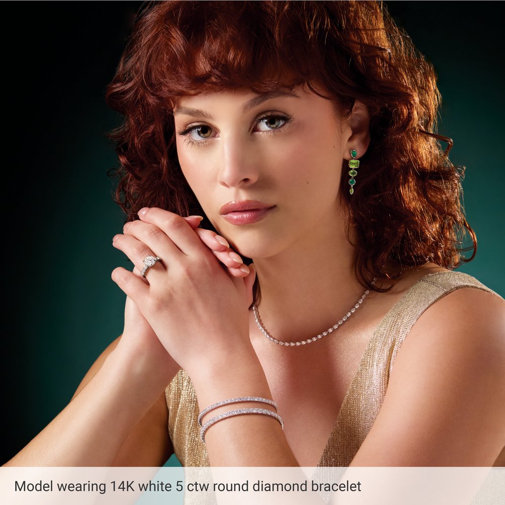 14K White Gold 1 1/2 CTW Lab-Grown Diamond Flexible Bangle 7" Bracelet