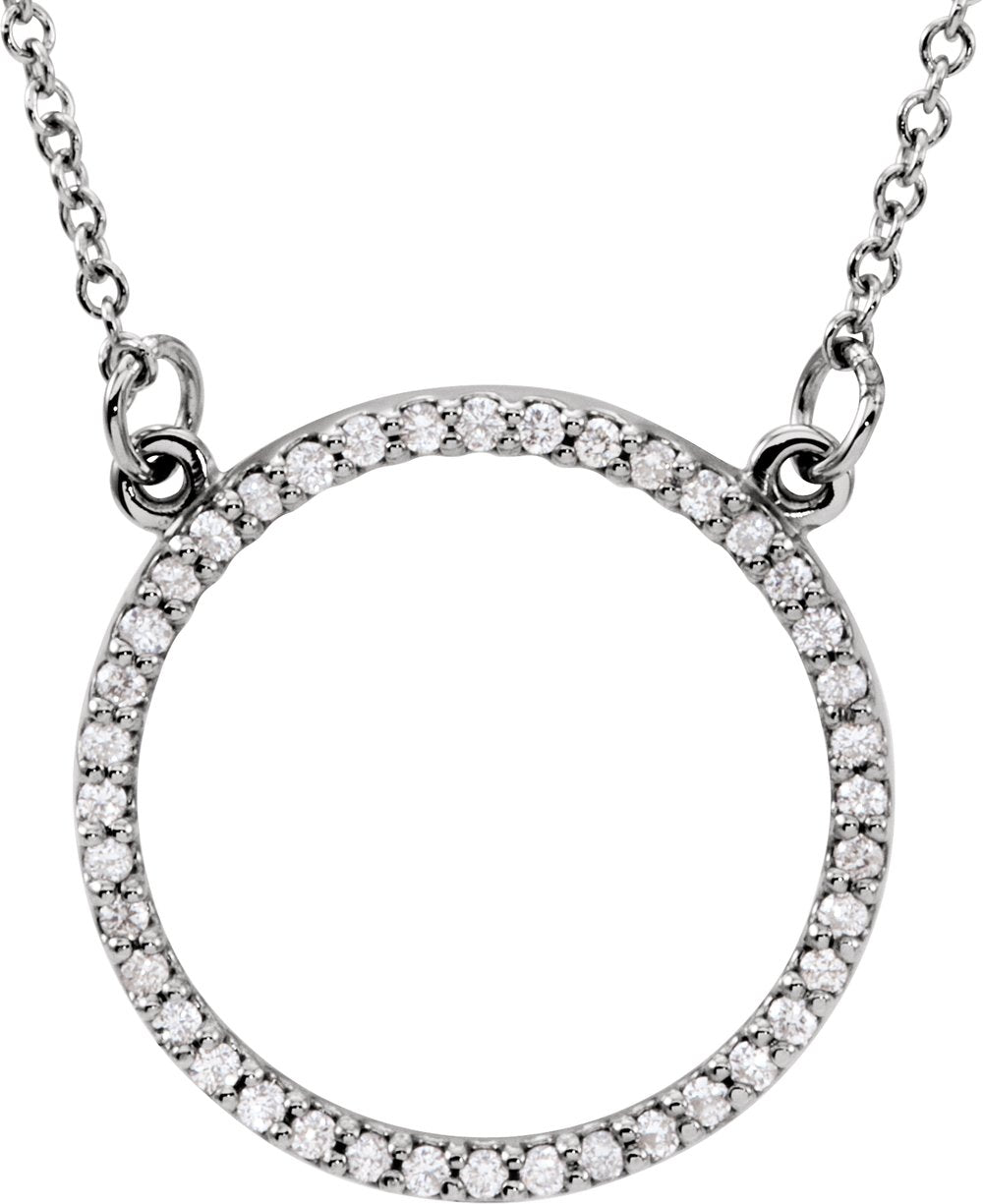 14K White Gold 1/5 CTW Lab-Grown Diamond Circle 16" Necklace