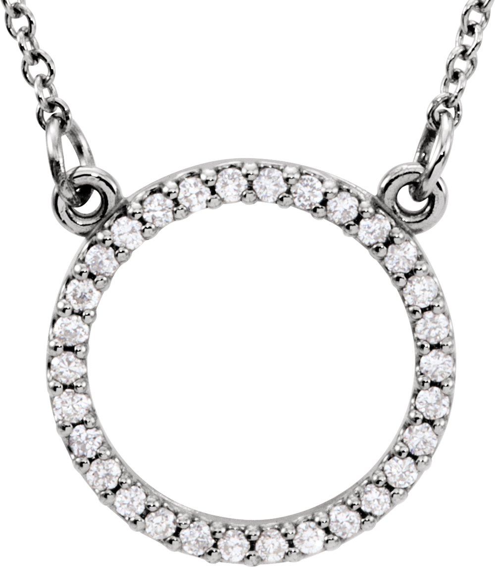 14K White Gold 1/8 CTW Natural Diamond Circle 16" Necklace