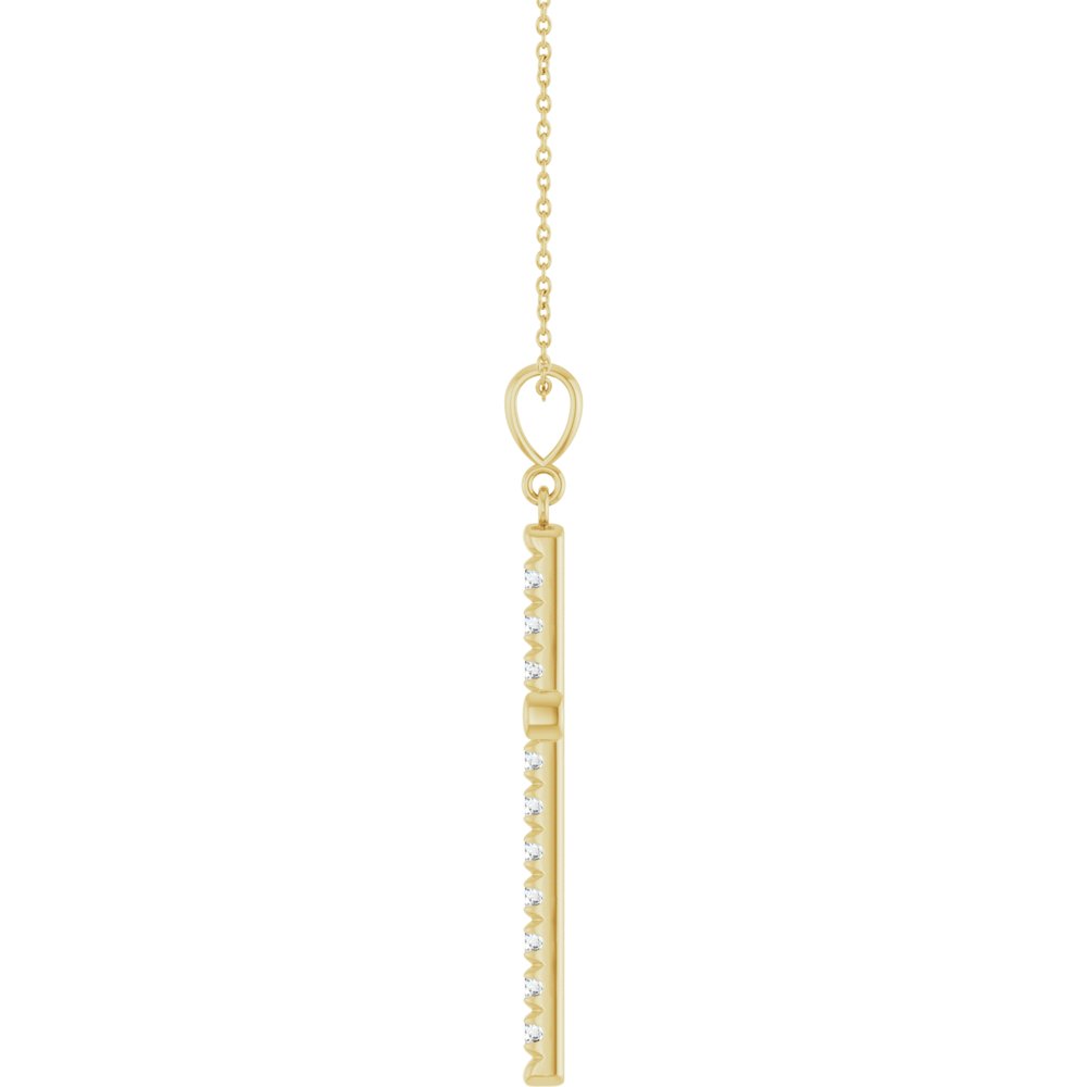 14K Yellow Gold 1 CTW Lab-Grown Diamond French-Set Cross 16-18" Necklace