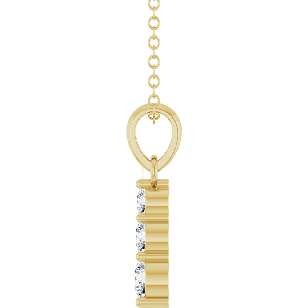 14K Yellow Gold 1/6 CTW Natural Diamond Graduated Bar 18" Necklace