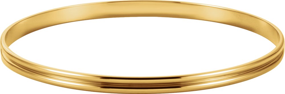 14K Yellow 4 mm Grooved Bangle 8" Bracelet
