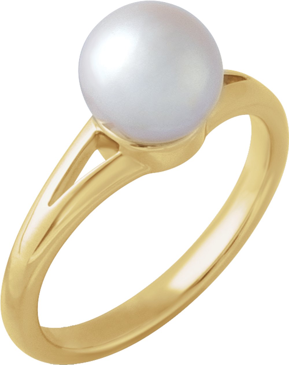 14K Yellow Gold Cultured White Freshwater Pearl Ring