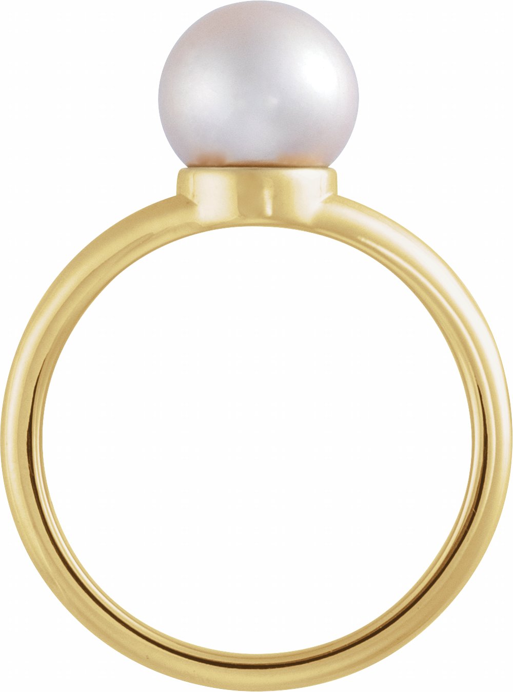 14K Yellow Gold Cultured White Freshwater Pearl Ring