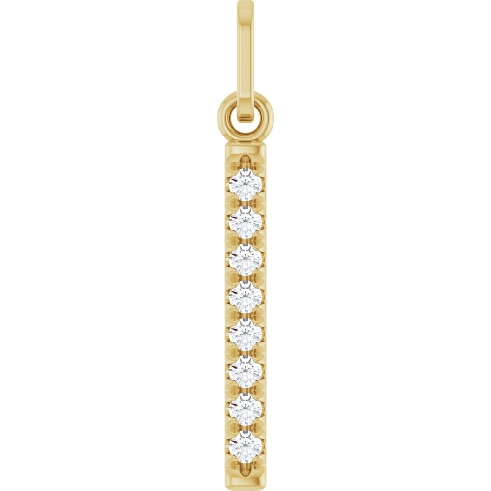14K Yellow Gold 1/8 CTW Natural Diamond Bar Pendant