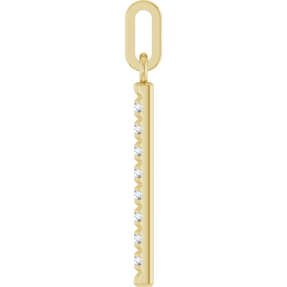 14K Yellow Gold 1/8 CTW Natural Diamond Bar Pendant