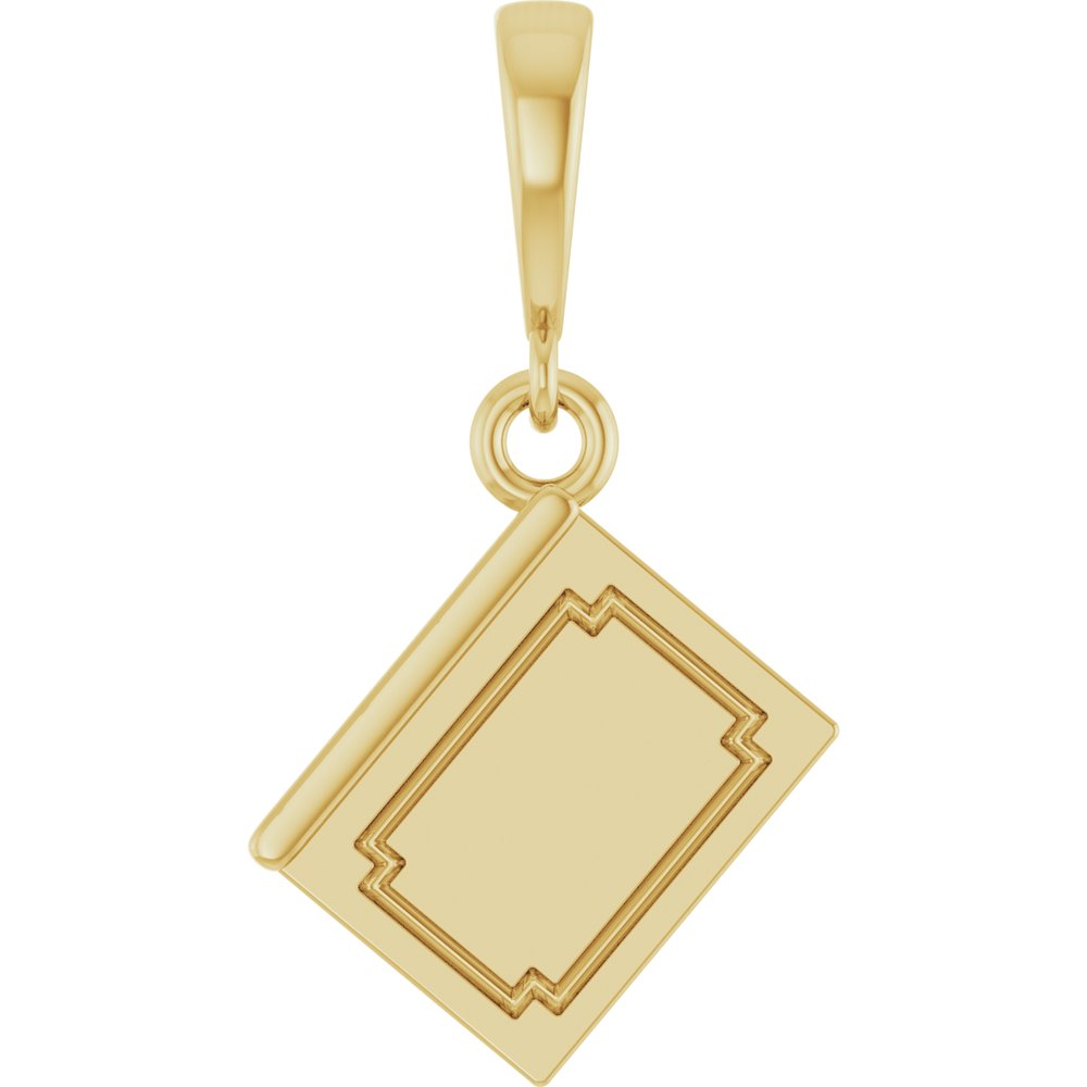14K Yellow Gold Engravable Book Pendant