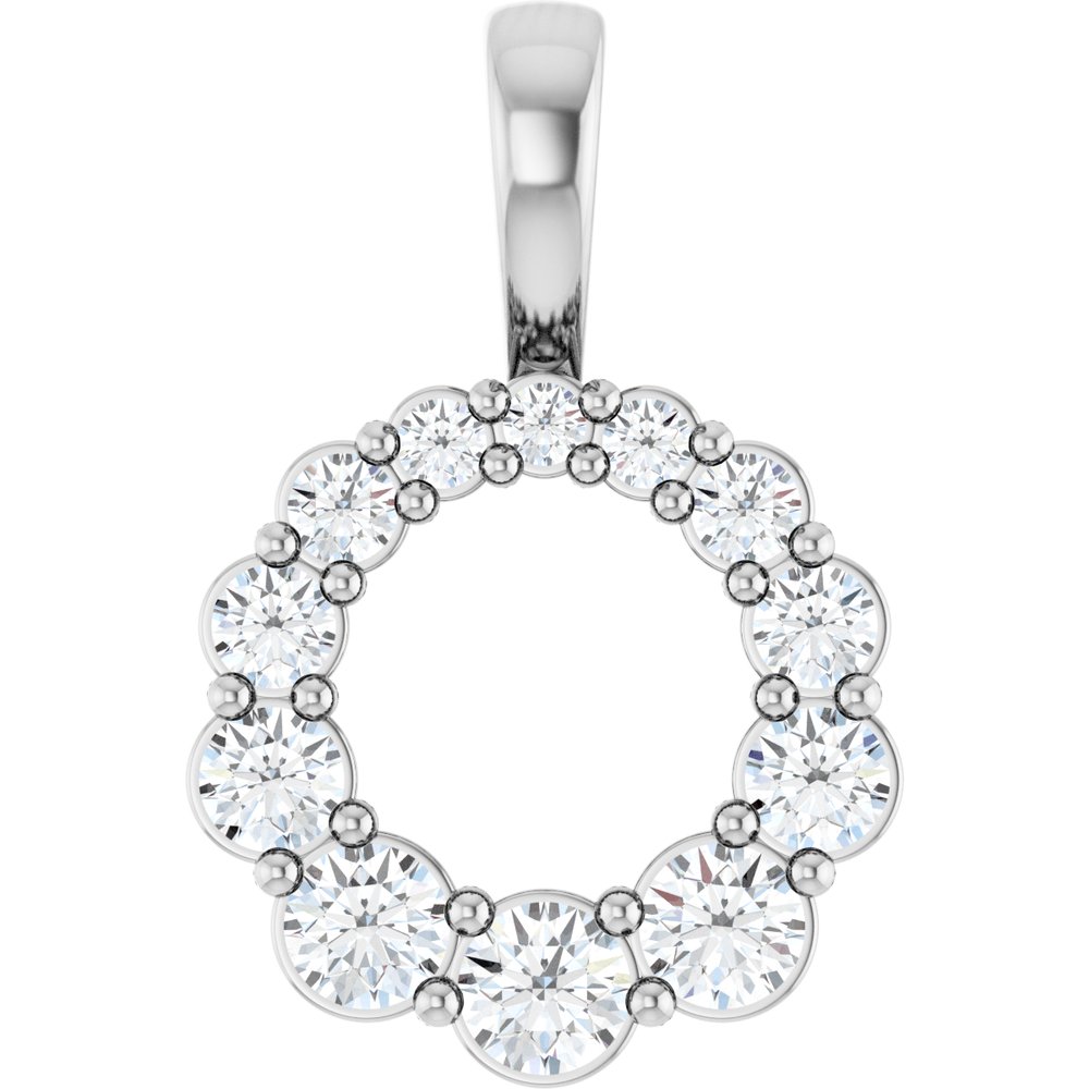 14K White Gold 1/3 CTW Lab-Grown Diamond Graduated Circle Pendant