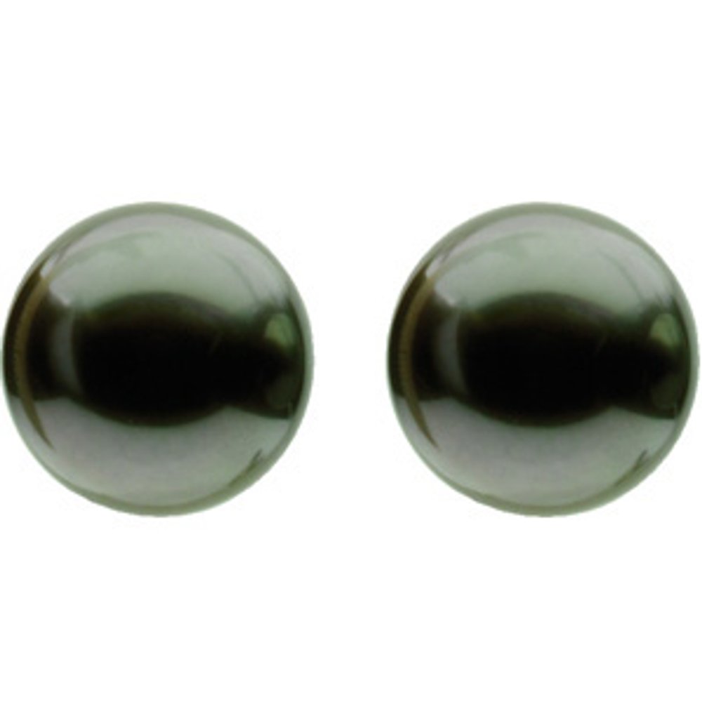 14K Palladium White Gold 10 mm Cultured Gray Tahitian Pearl Earrings