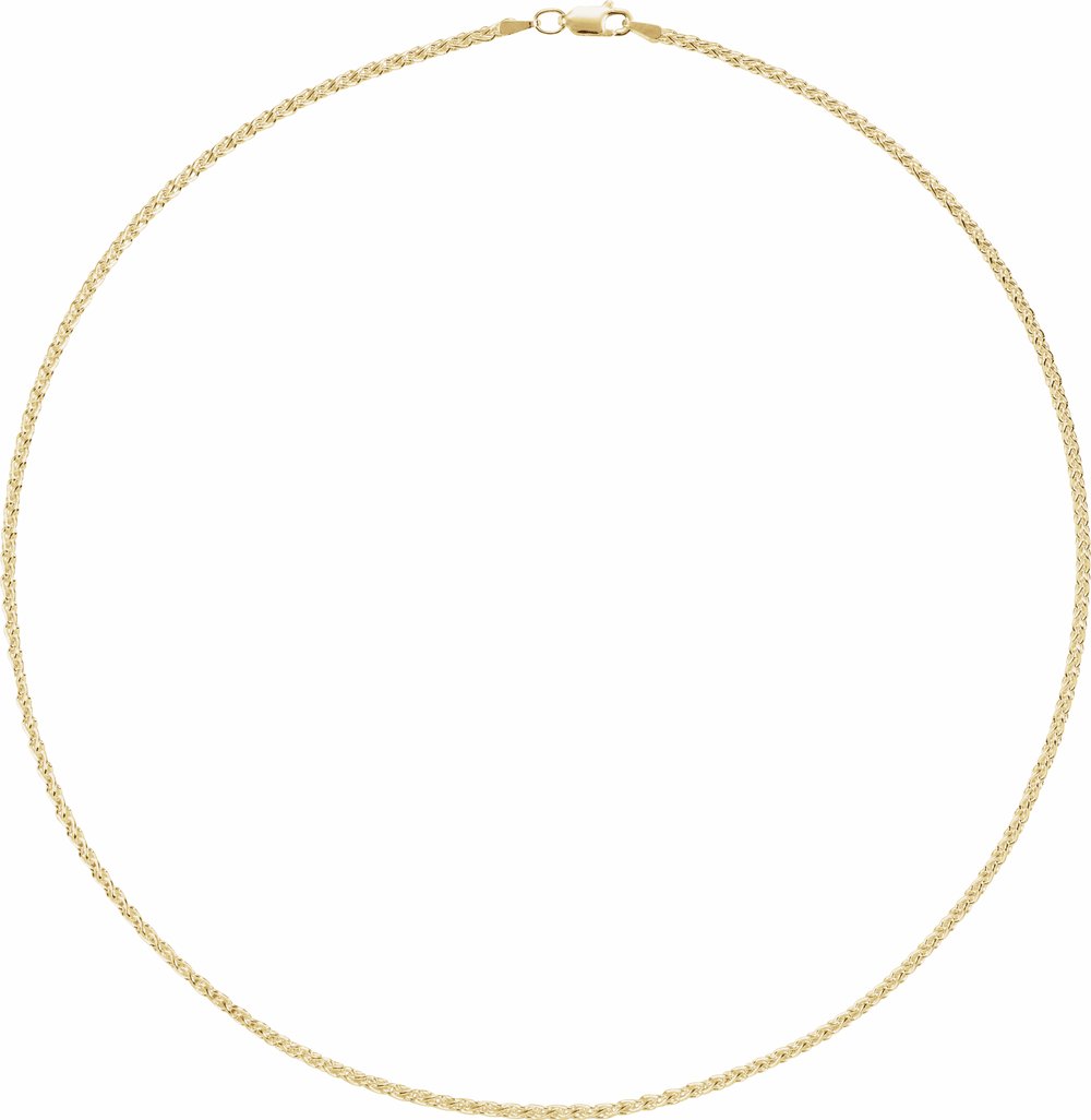 14K Yellow Gold 2.25 mm Wheat 18" Chain