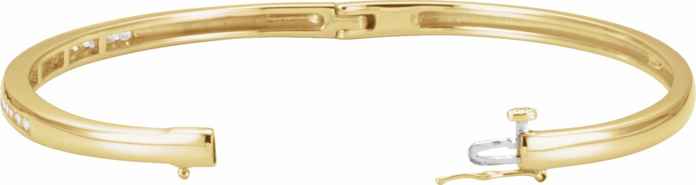 14K Yellow 5/8 CTW Natural Diamond Bangle 6 1/2" Bracelet