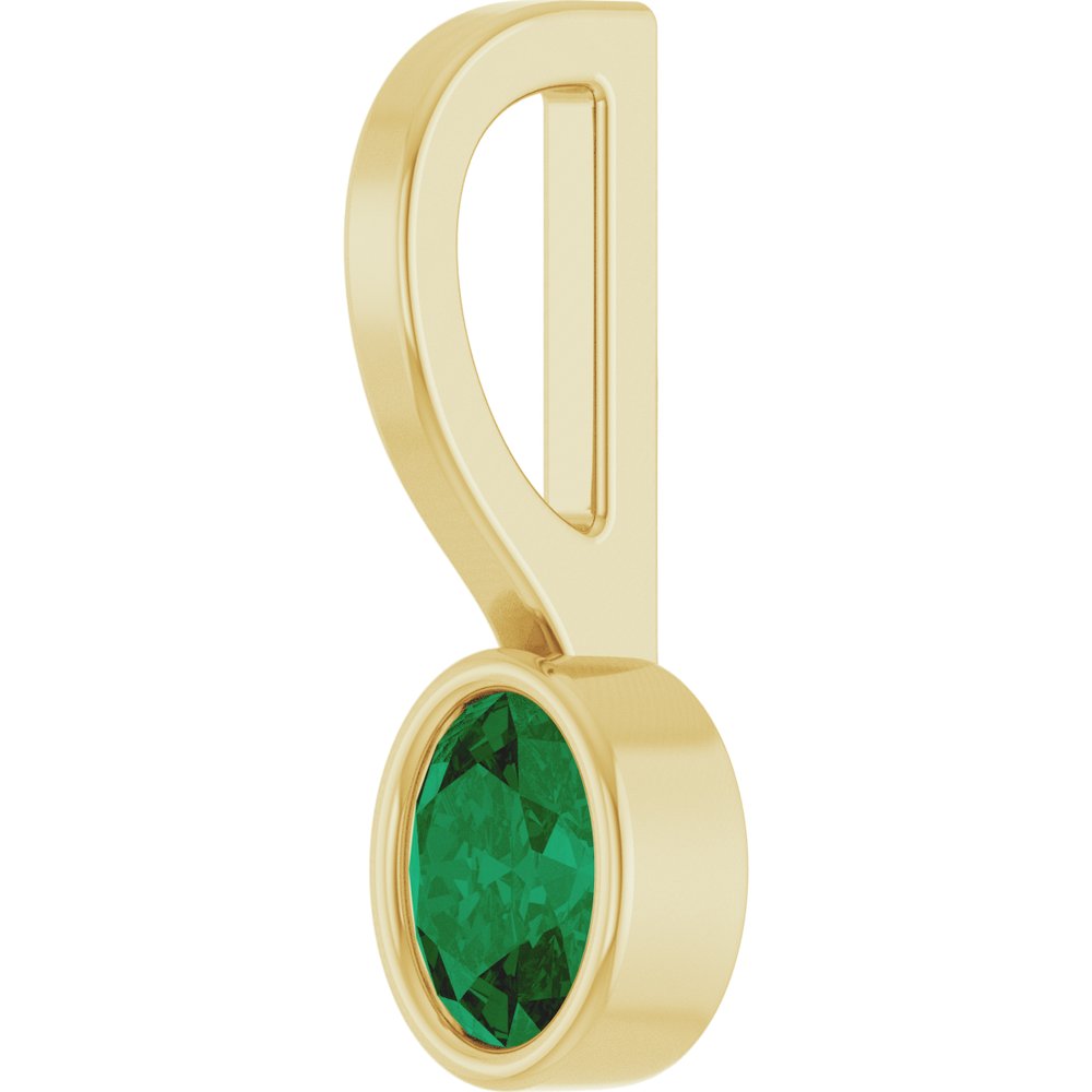 14K Yellow Gold Natural Emerald Solitaire Charm/Pendant