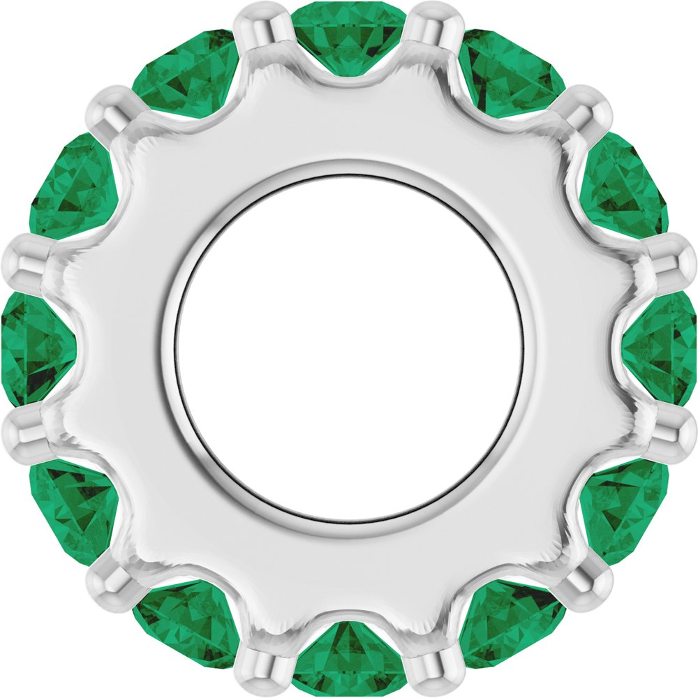 14K White Gold Natural Emerald Spacer Charm/Pendant