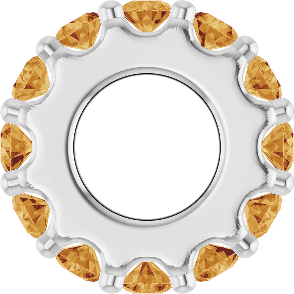 14K White Gold Natural Citrine Spacer Charm/Pendant