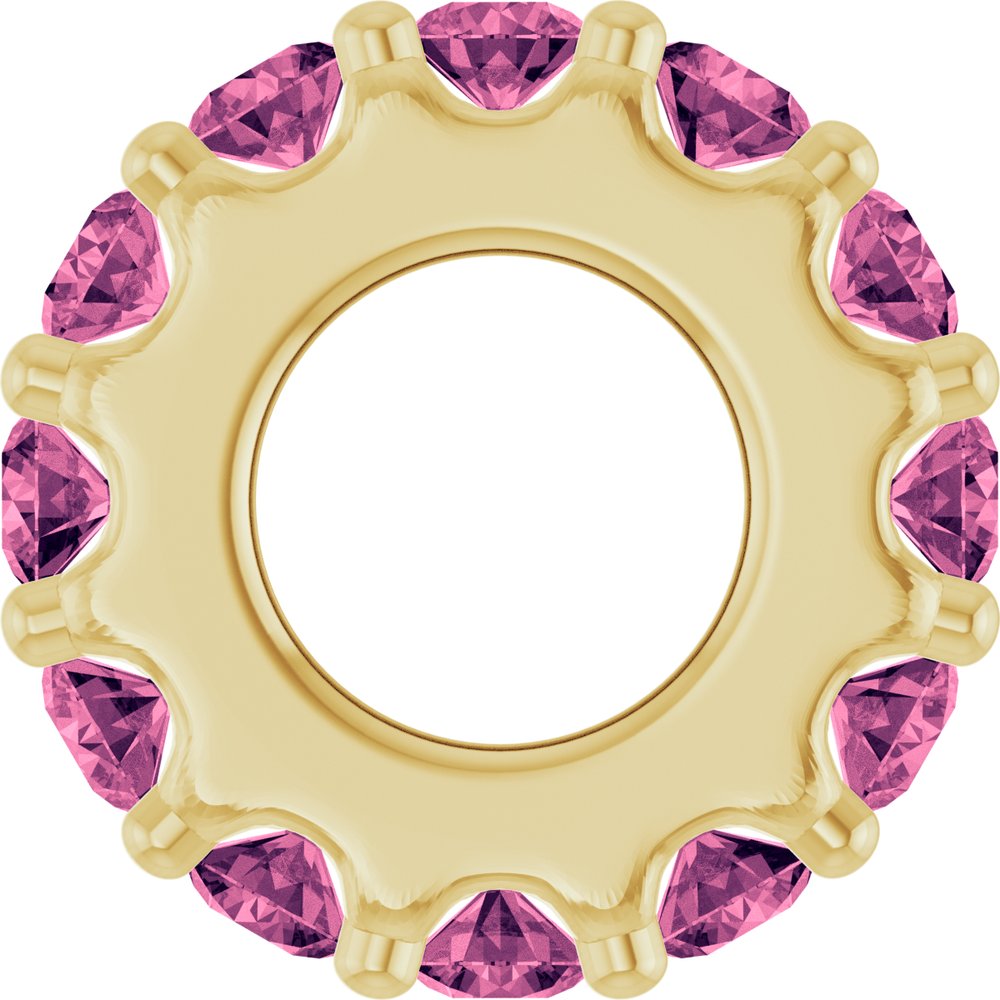 14K Yellow Gold Natural Pink Tourmaline Spacer Charm/Pendant