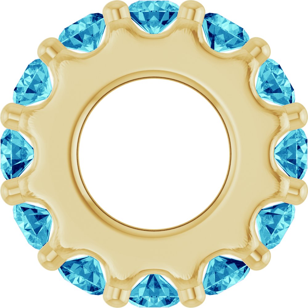 14K Yellow Gold Natural Blue Zircon Spacer Charm/Pendant