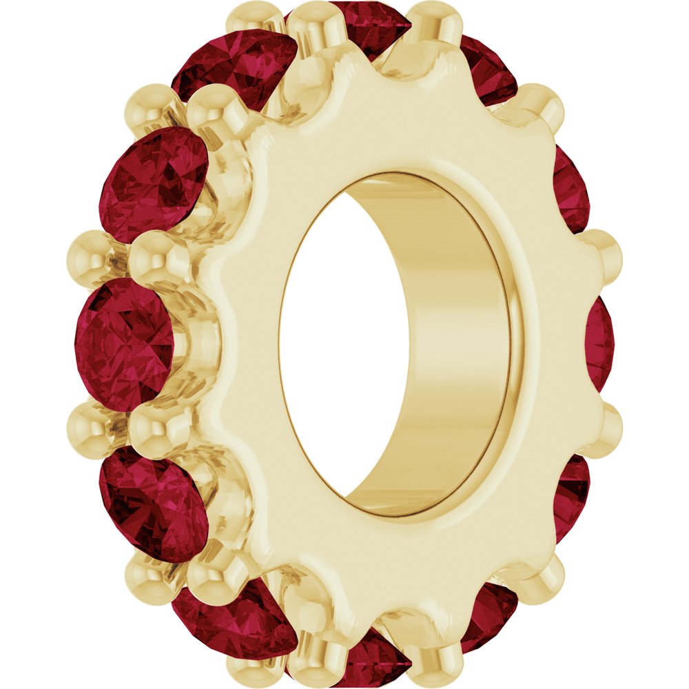 14K Yellow Gold Lab-Grown Ruby Spacer Charm/Pendant