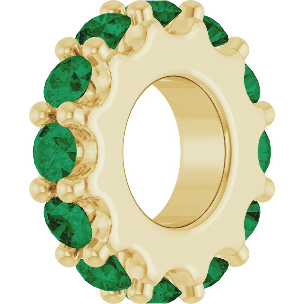 14K Yellow Gold Natural Emerald Spacer Charm/Pendant