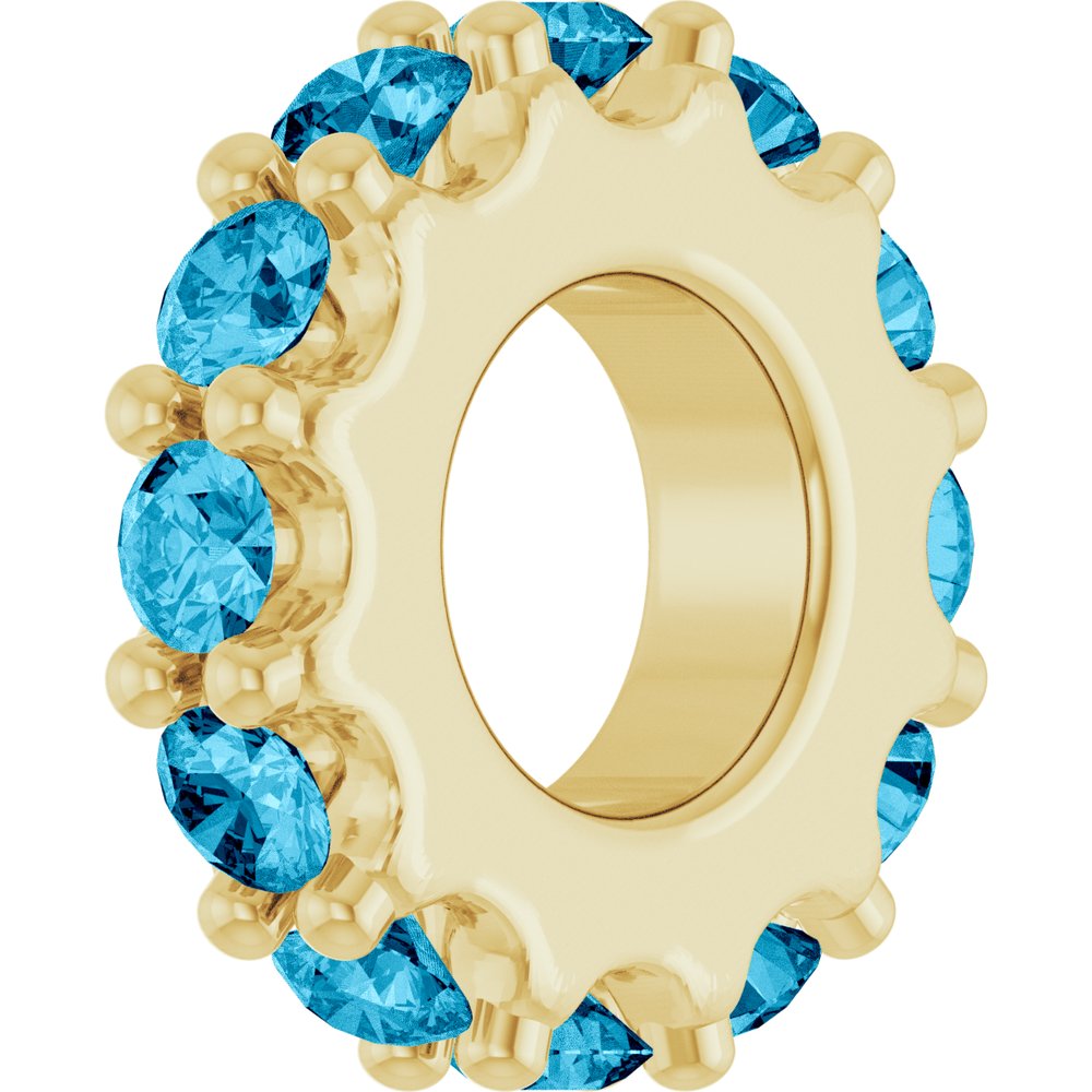 14K Yellow Gold Natural Aquamarine Spacer Charm/Pendant