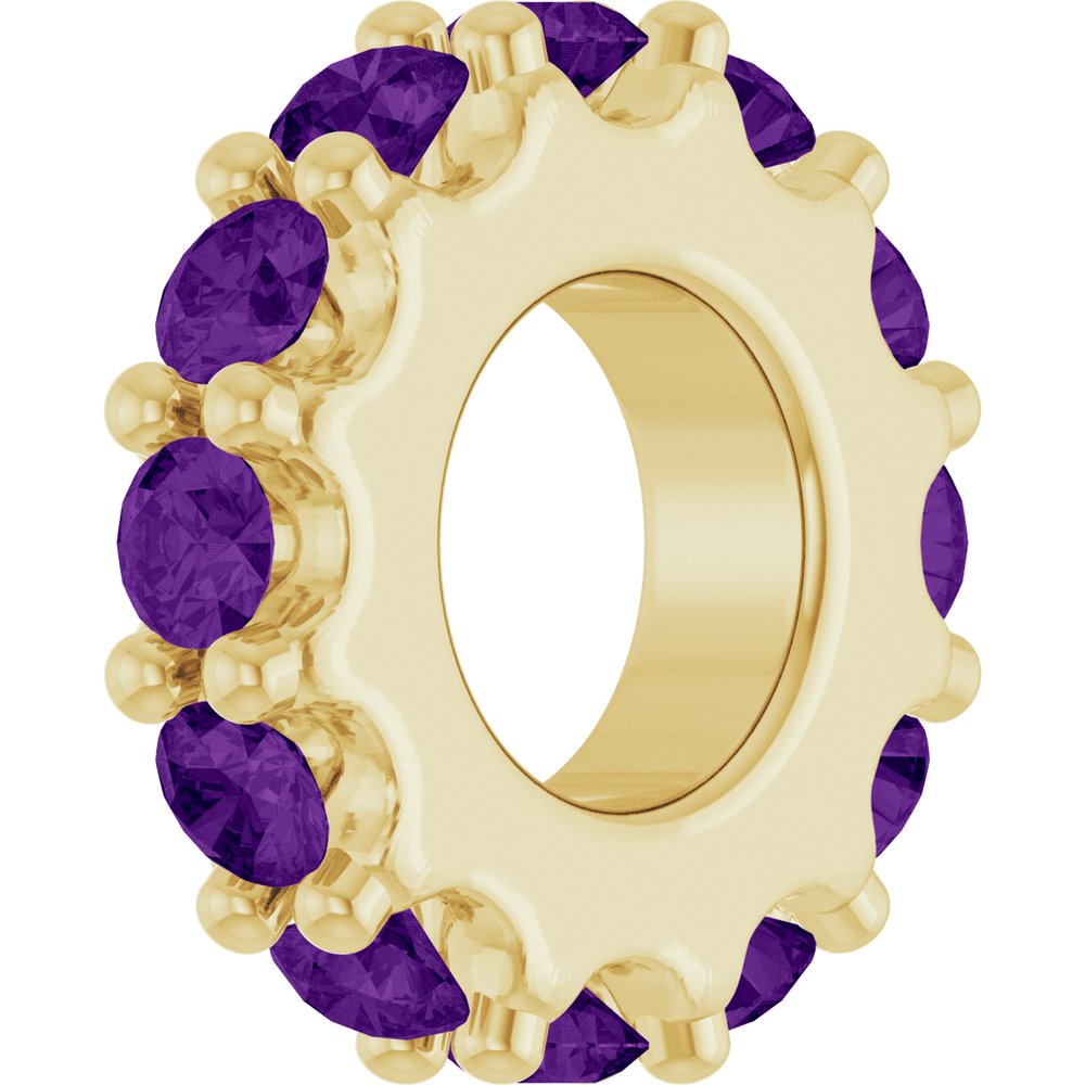 14K Yellow Gold Natural Amethyst Spacer Charm/Pendant