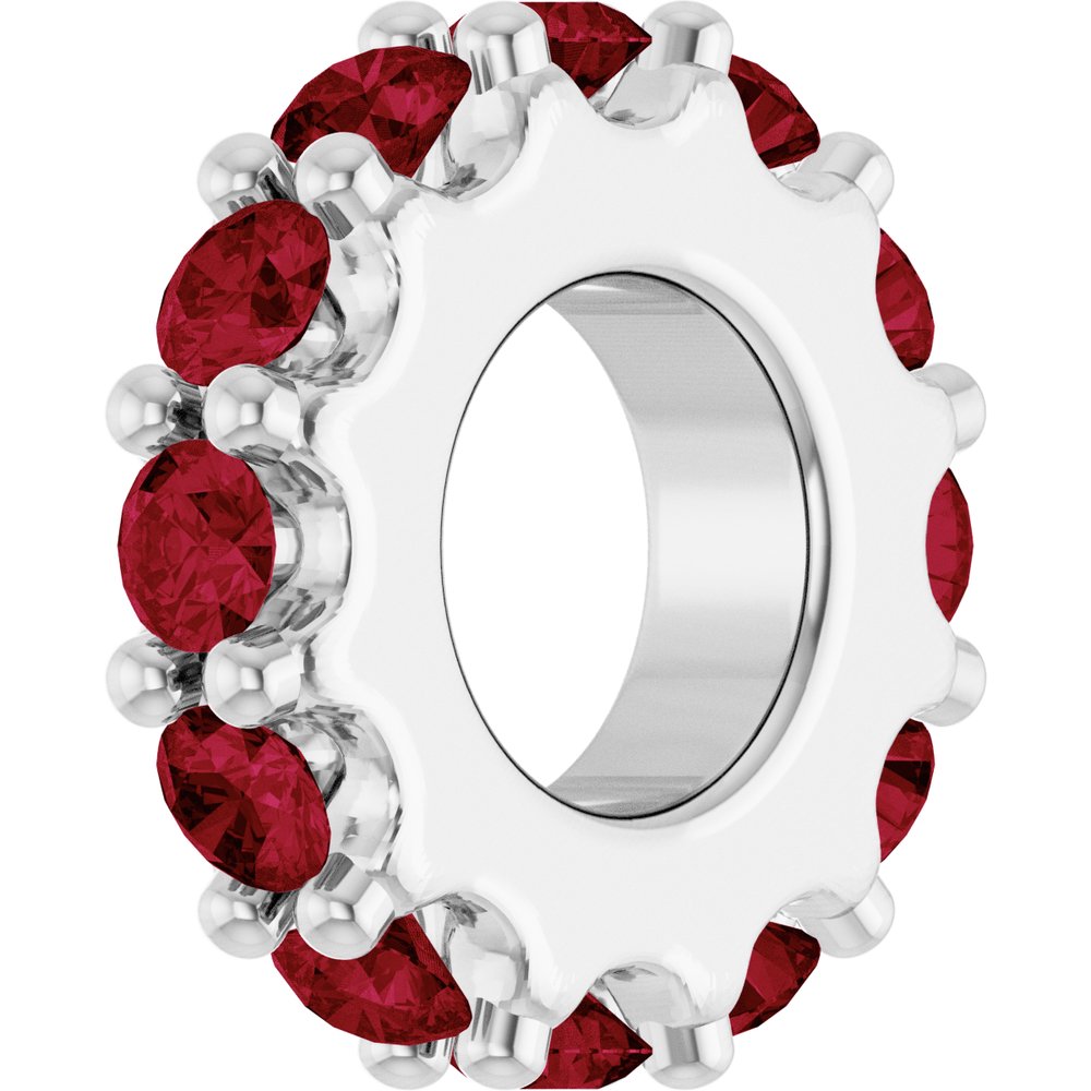 Sterling Silver Lab-Grown Ruby Spacer Charm/Pendant