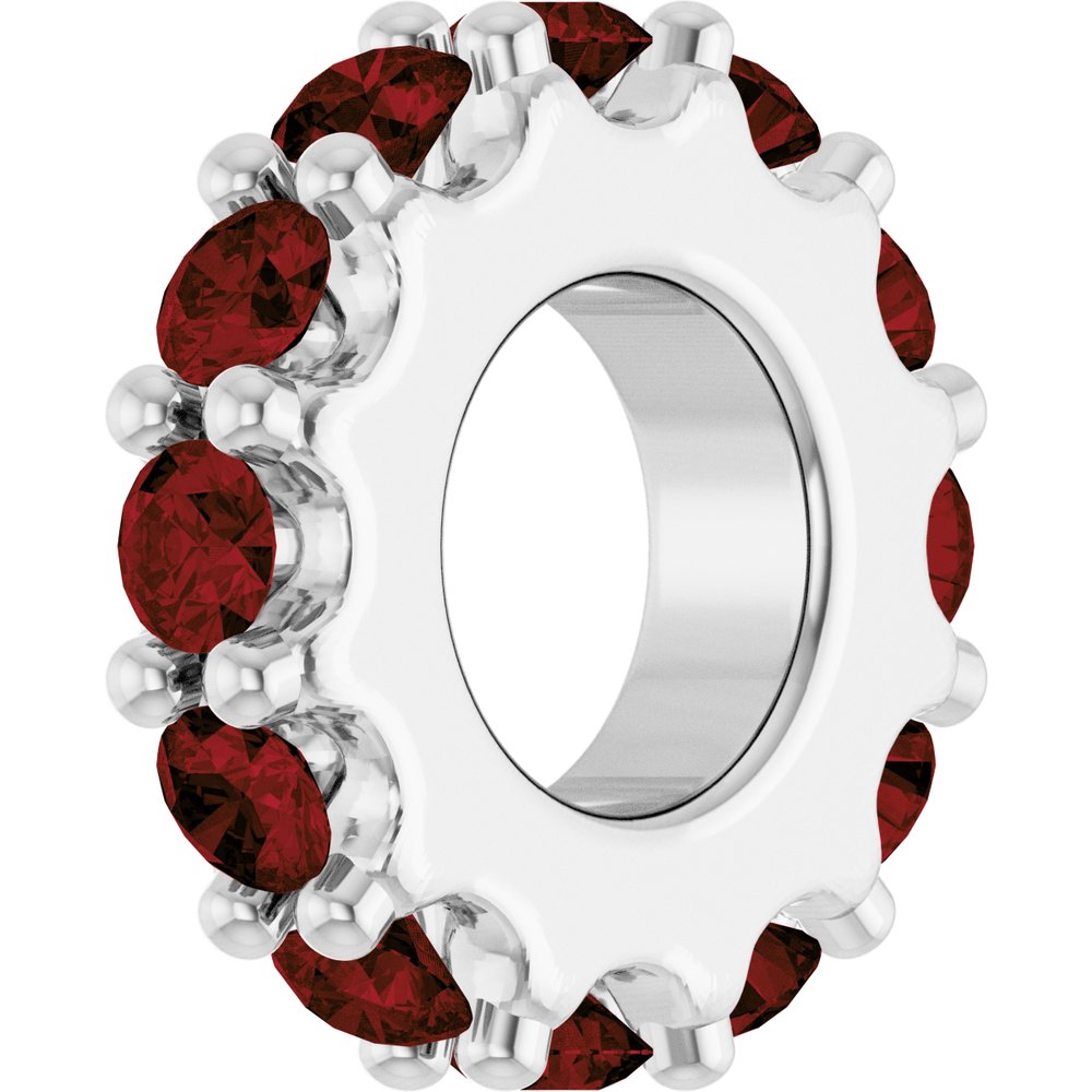 14K White Gold Natural Mozambique Garnet Spacer Charm/Pendant
