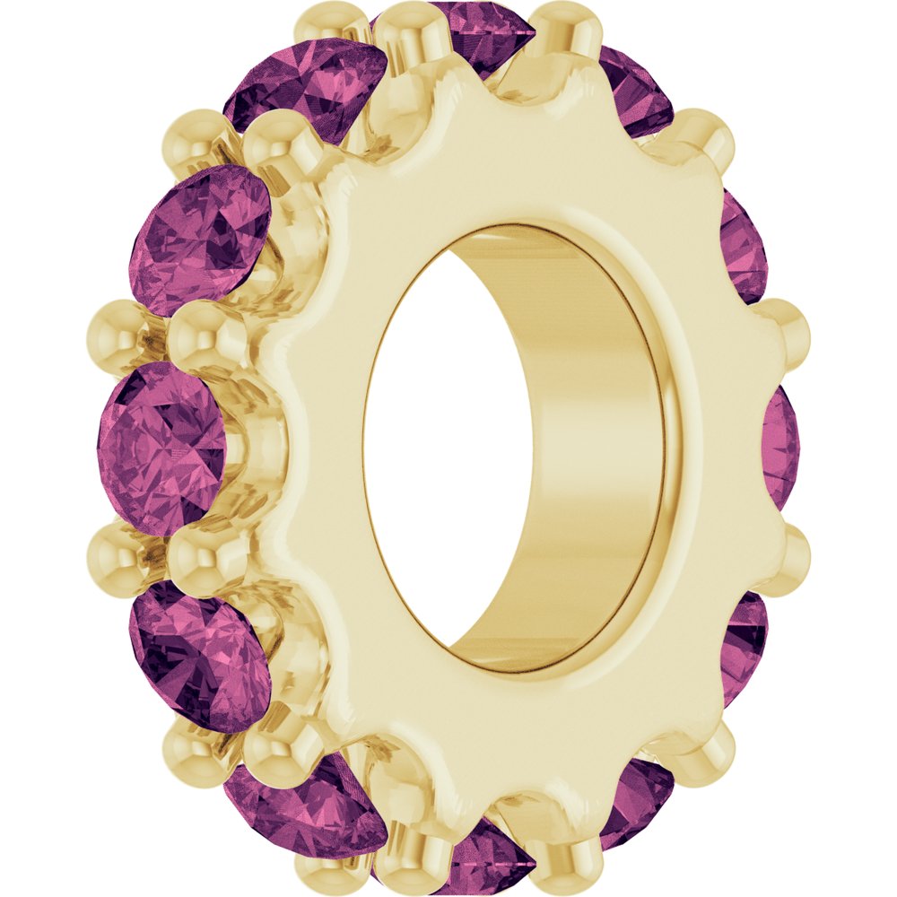 14K Yellow Gold Natural Pink Tourmaline Spacer Charm/Pendant