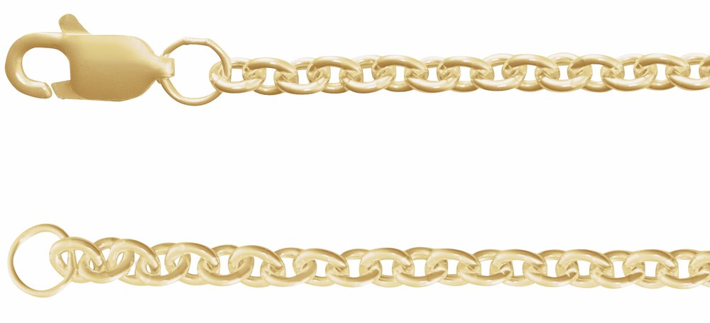14K Yellow Gold-Filled 2.4 mm Cable 7" Chain