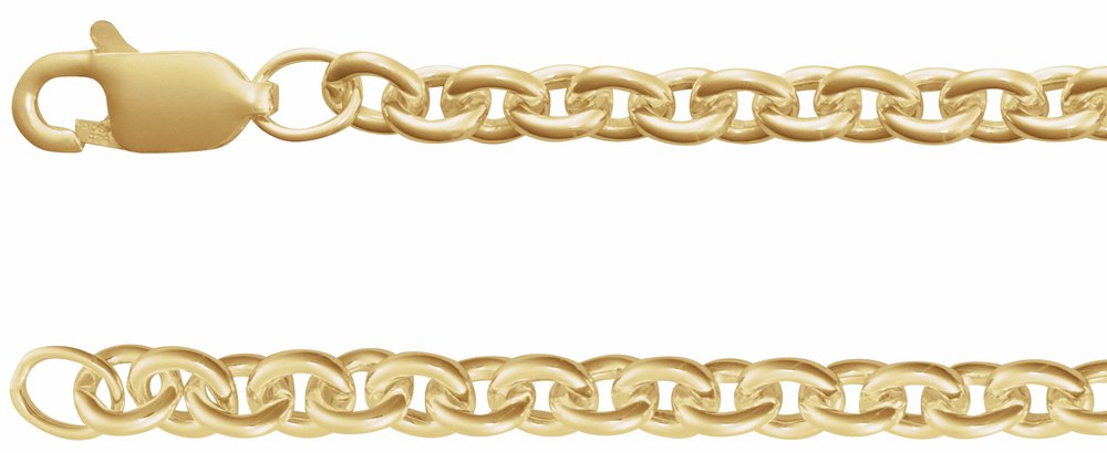 14K Yellow Gold-Filled 4 mm Cable 7" Chain