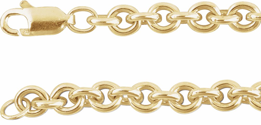 14K Yellow Gold-Filled 4.4 mm Cable 7" Chain