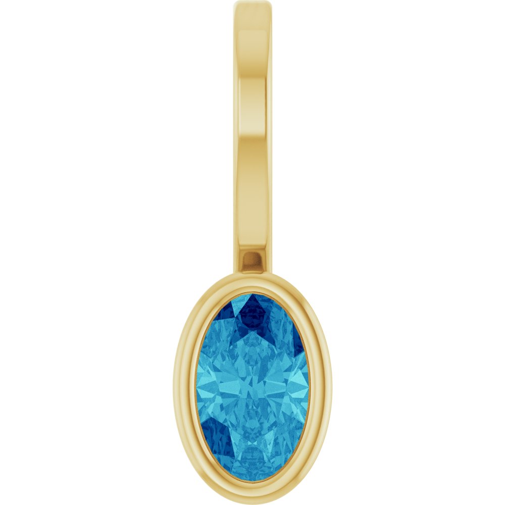 14K Yellow Gold Natural Blue Zircon Solitaire Charm/Pendant