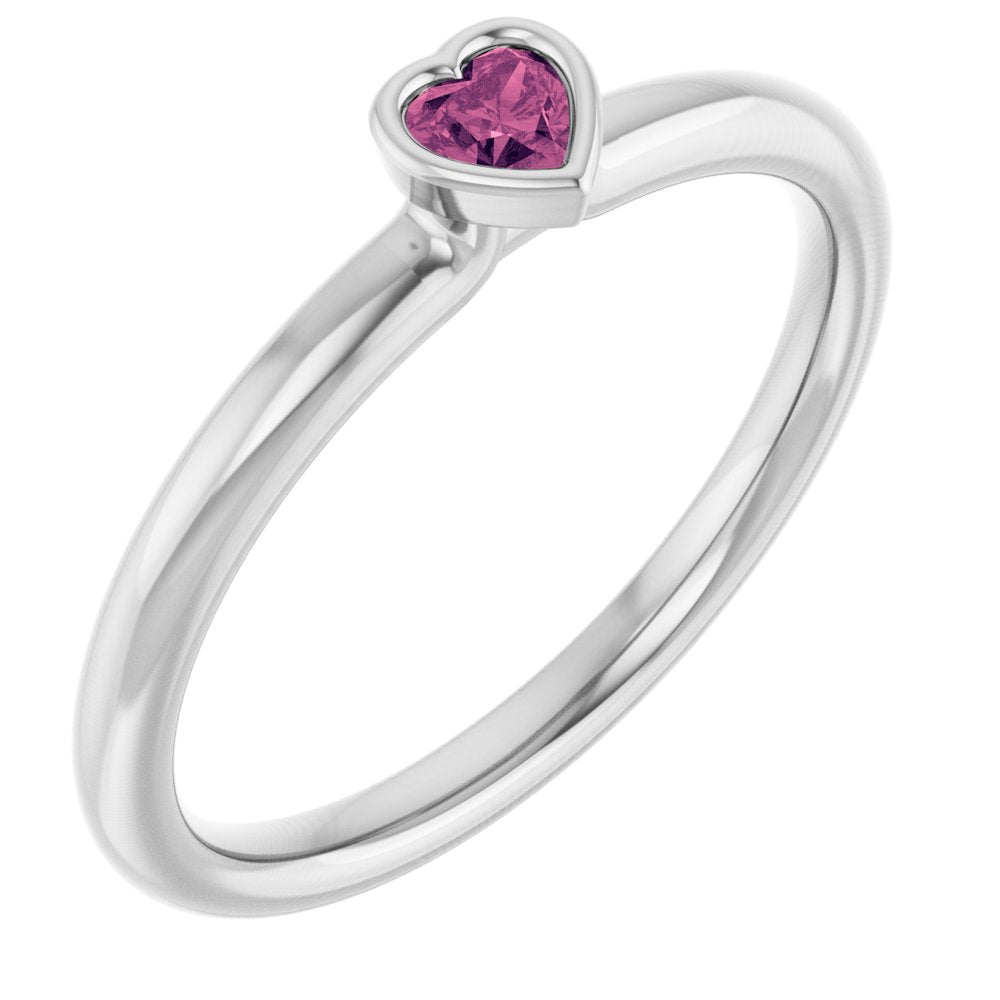 Sterling Silver Natural Pink Tourmaline Stackable Ring