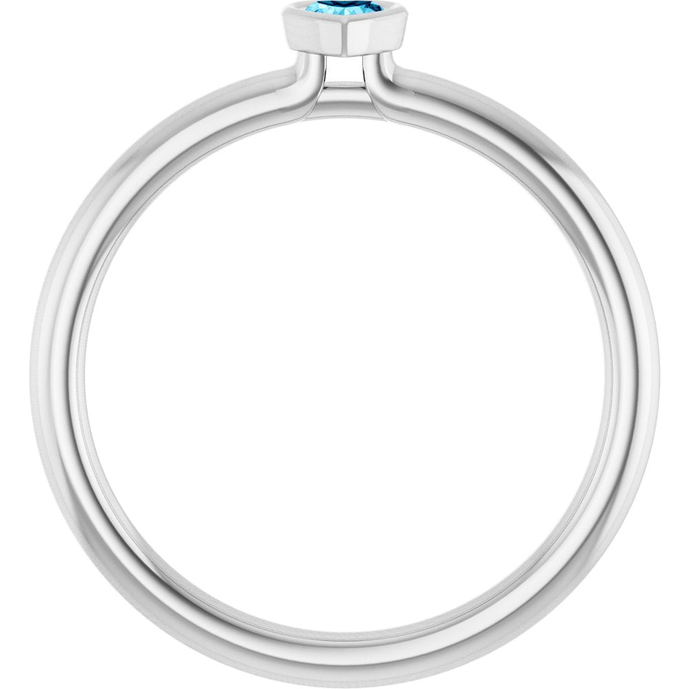 Sterling Silver Natural Aquamarine Stackable Ring