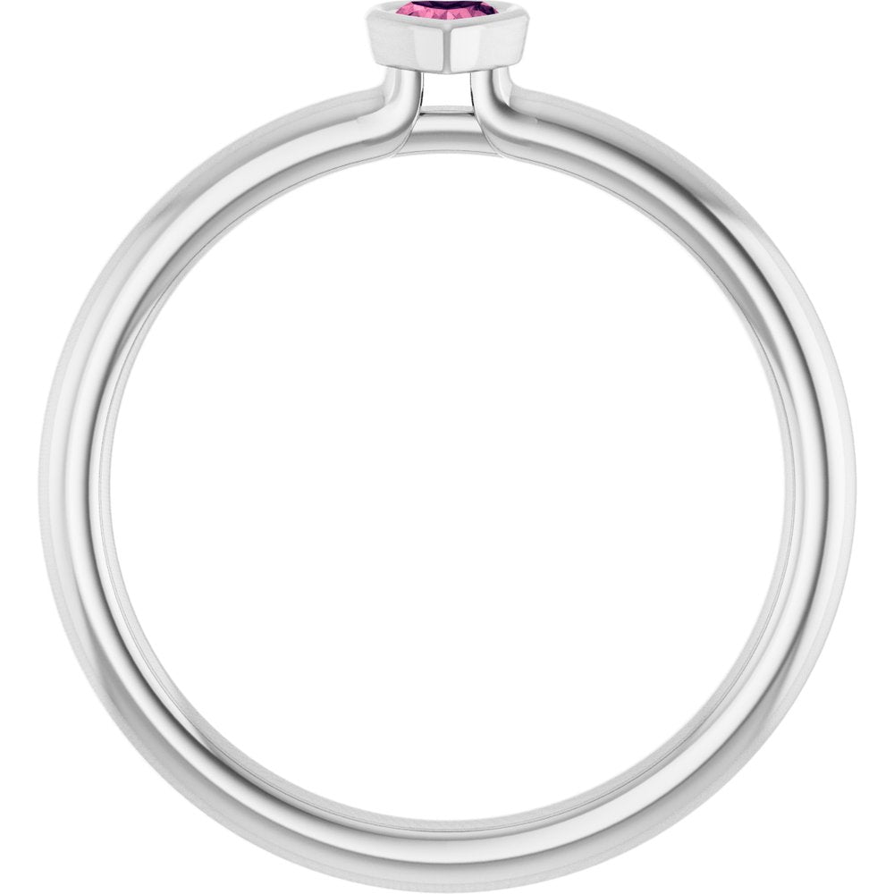 Sterling Silver Natural Pink Tourmaline Stackable Ring