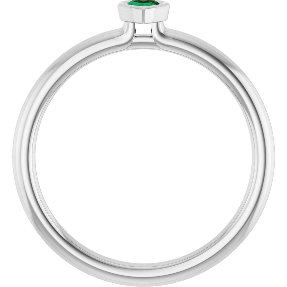 Sterling Silver Lab-Grown Emerald Stackable Ring