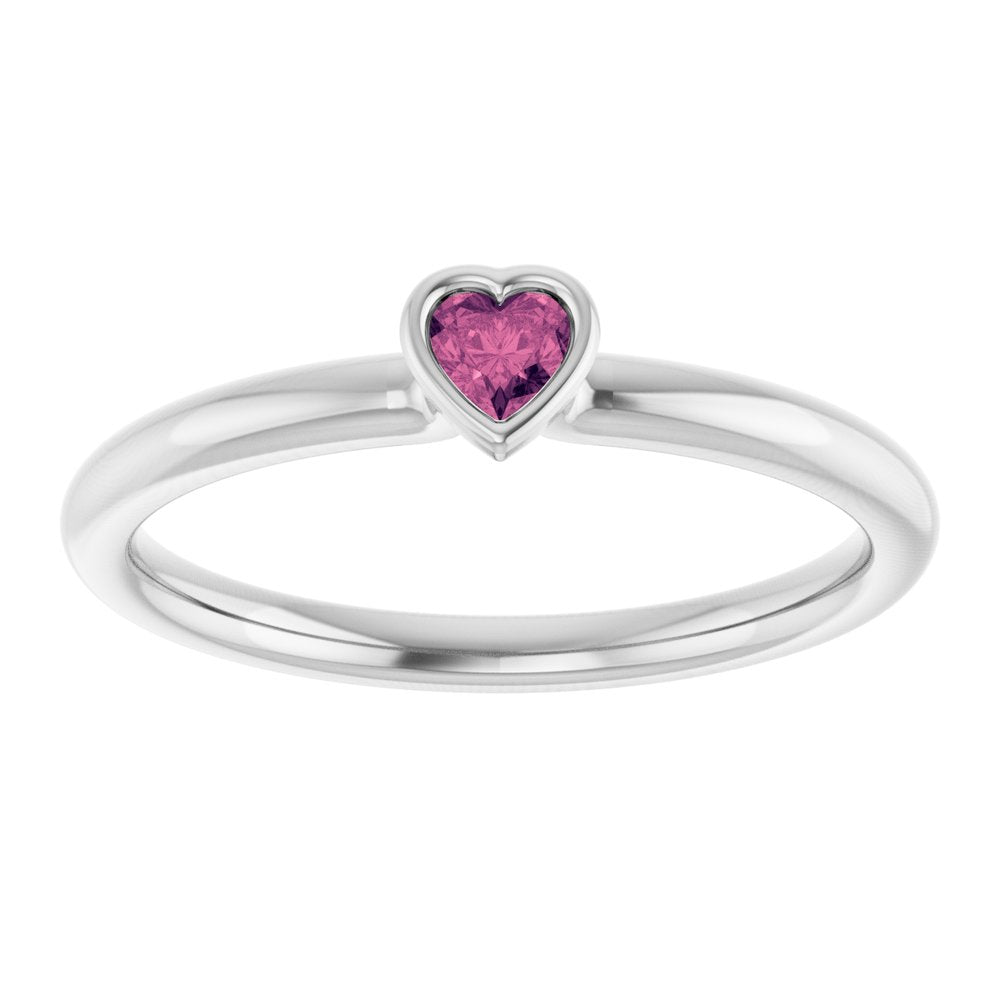 Sterling Silver Natural Pink Tourmaline Stackable Ring