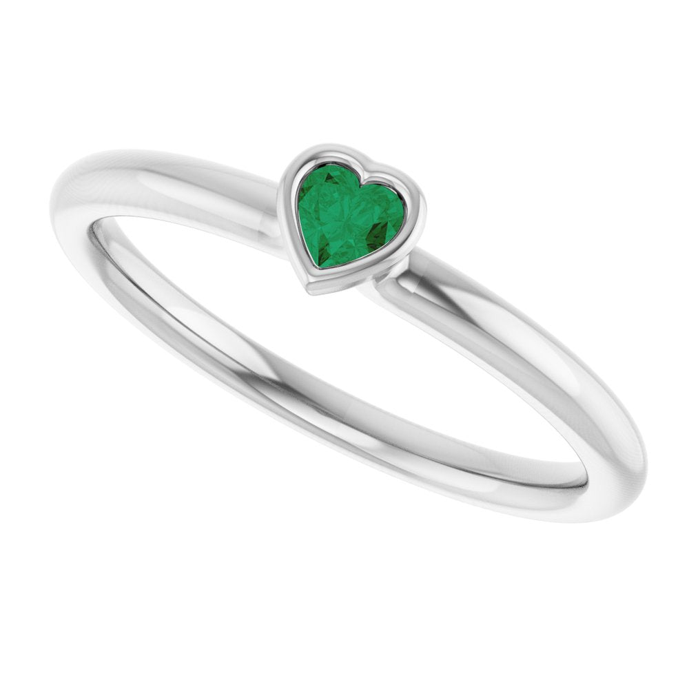 Sterling Silver Lab-Grown Emerald Stackable Ring
