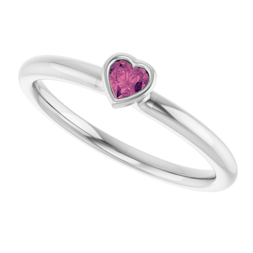 Sterling Silver Natural Pink Tourmaline Stackable Ring