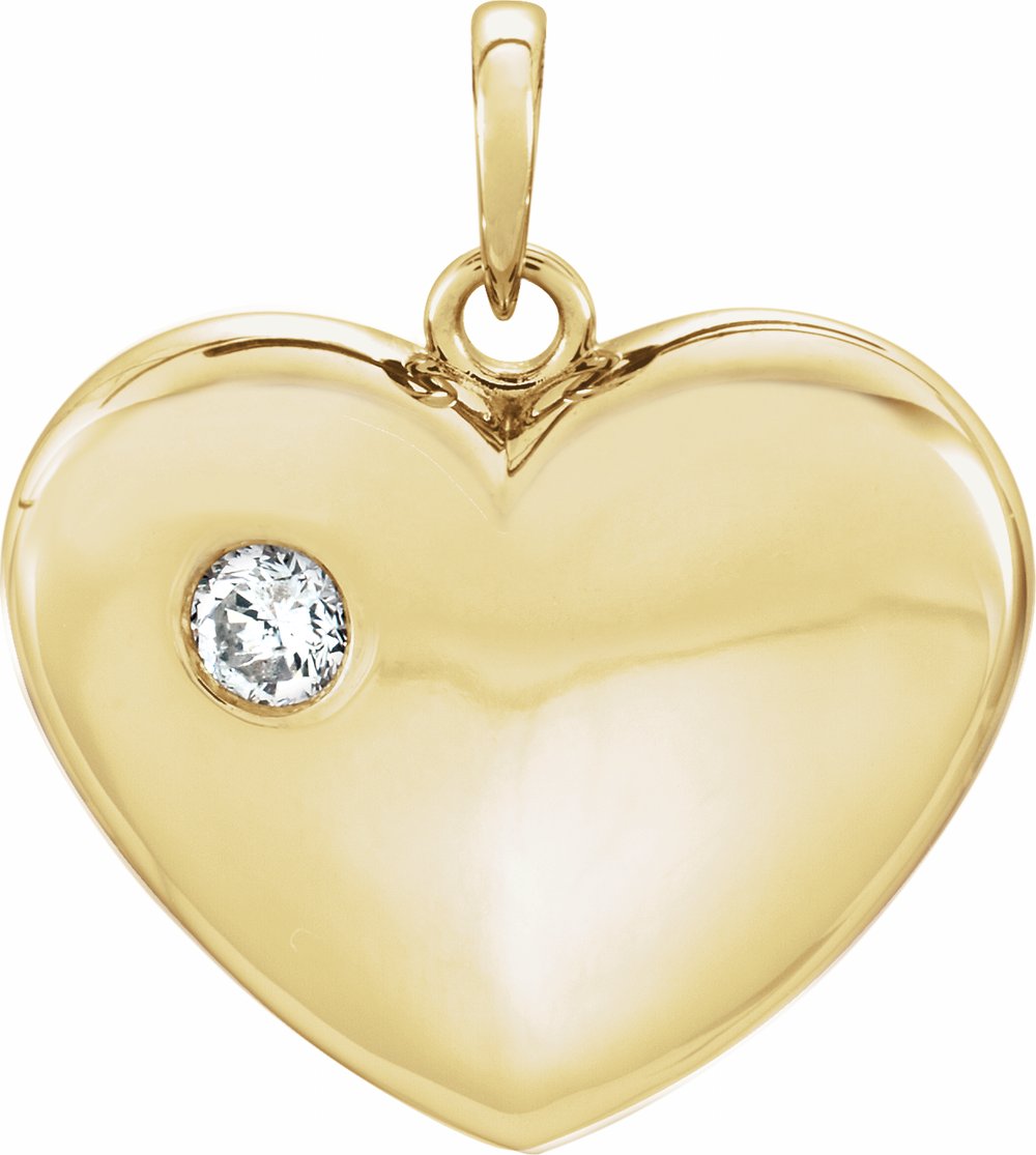 14K Yellow Gold 1/6 CT Natural Diamond Heart Pendant