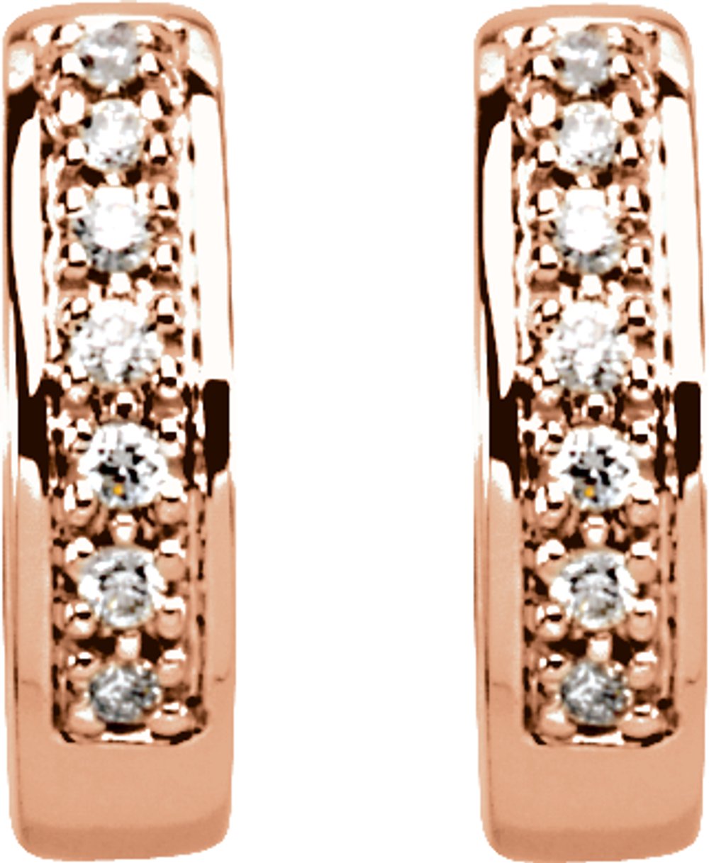 14K Rose Gold 1/6 CTW Natural Diamond 12.1 mm Hoop Earrings