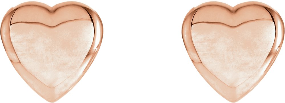 14K Rose Gold Heart Earrings