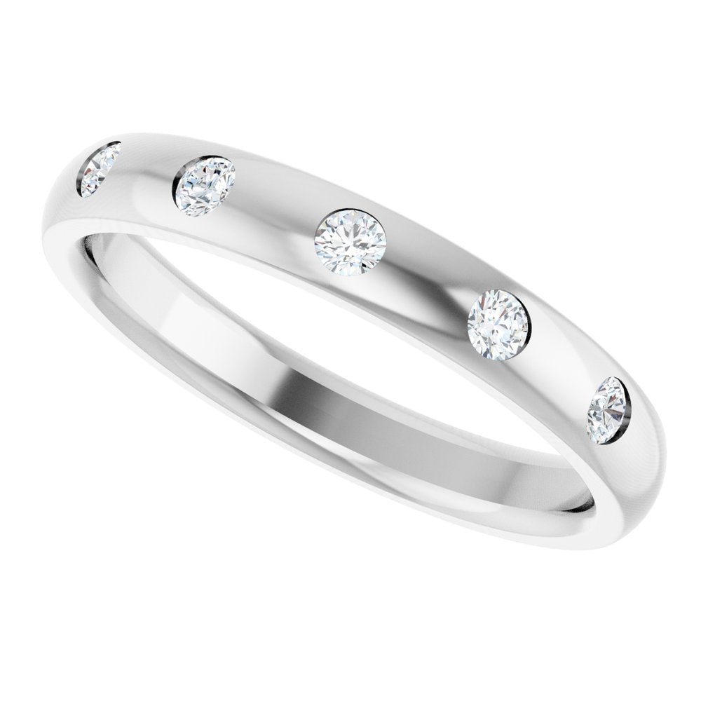 14K White Gold .02 CTW Natural Diamond Anniversary Band Size 7