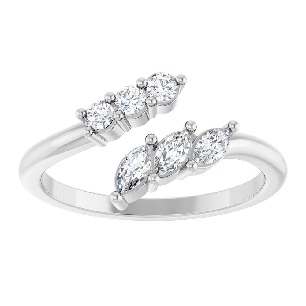14K White Gold 1/3 CTW Lab-Grown Diamond Bypass Ring